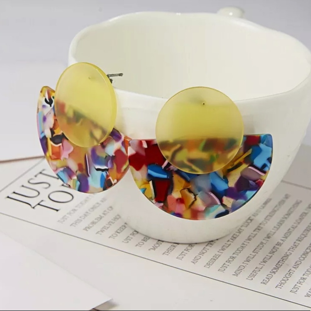 New! Bright Colored Tortoise Circle Post Earrings